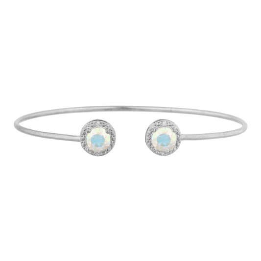 2 Ct Natural Mercury Mist Mystic Topaz & Diamond Round Bangle Bracelet .925 Sterling Silver