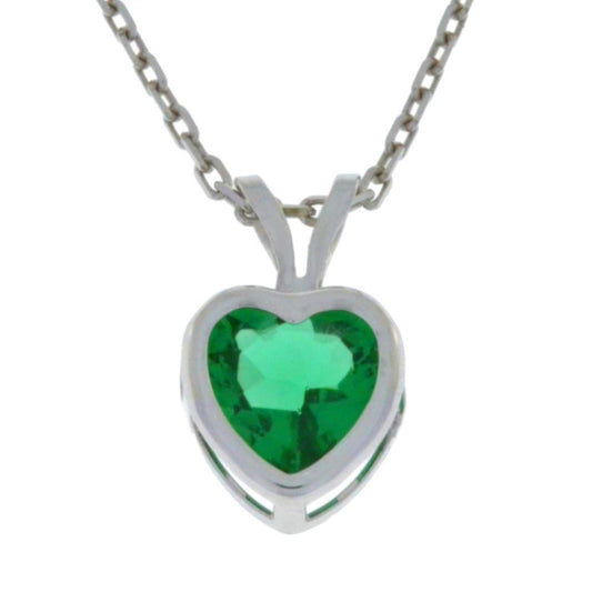 14Kt Gold Emerald Heart Bezel Pendant Necklace