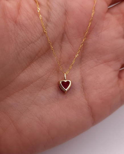 14Kt Gold Ruby Heart Pendant Necklace