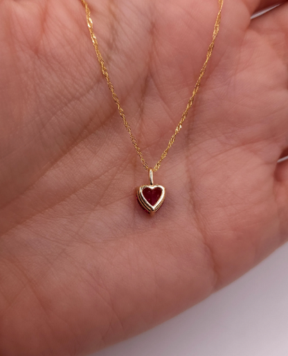 14Kt Gold Ruby Heart Pendant Necklace