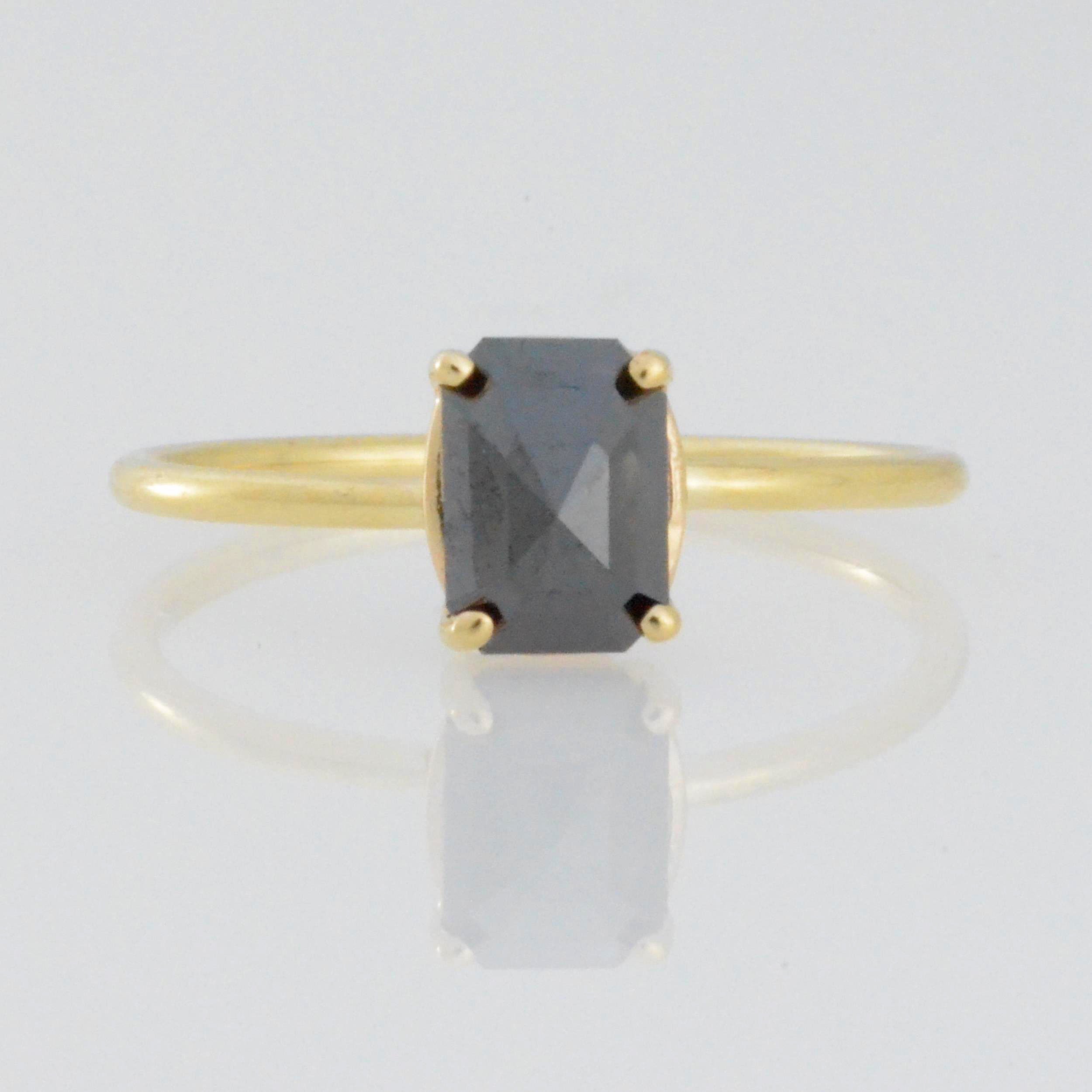 14Kt Gold 0.86 Ct Natural Rose Cut Black Diamond Ring