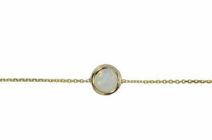 14Kt Gold Opal Round Bezel Bracelet