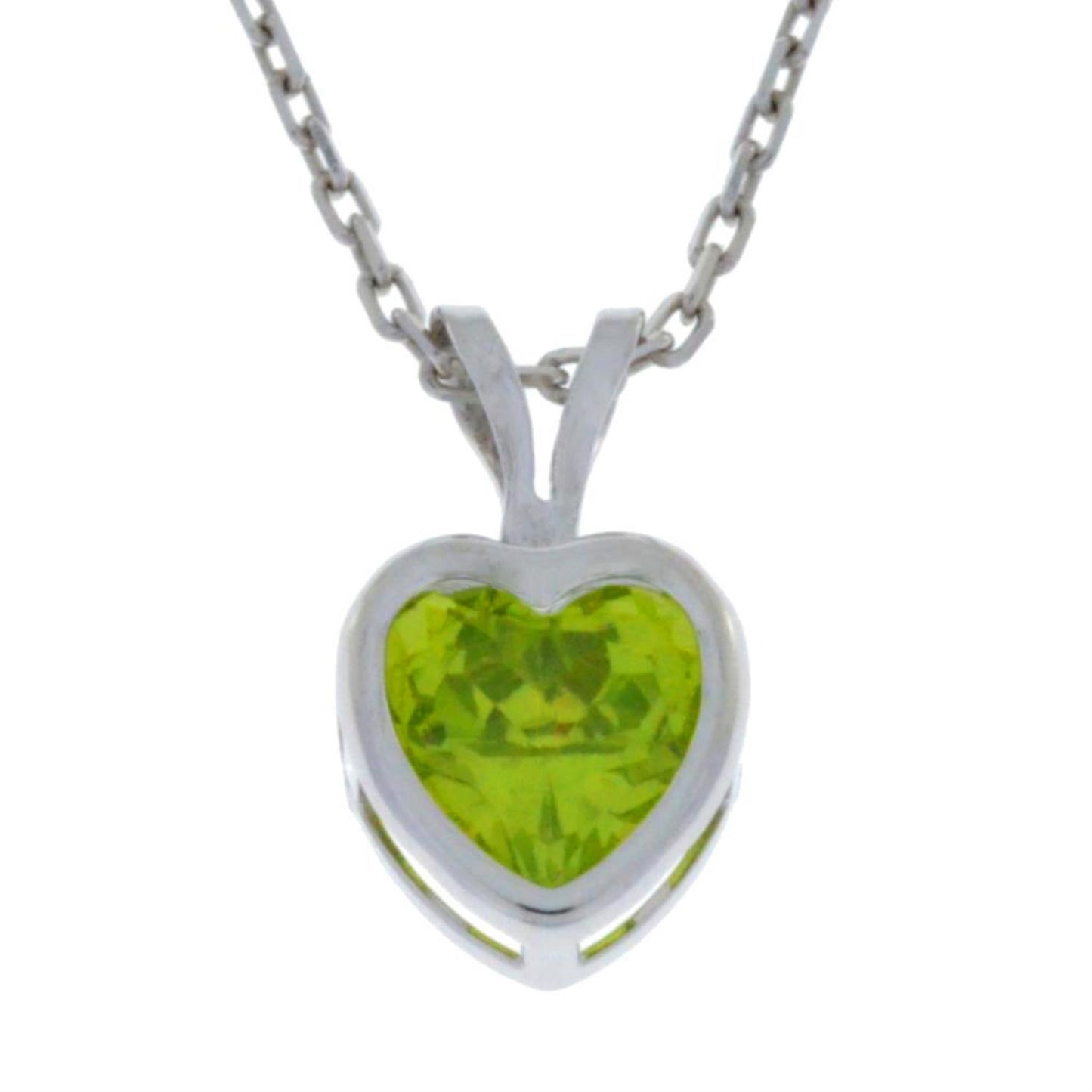 14Kt Gold Peridot Heart Bezel Pendant Necklace