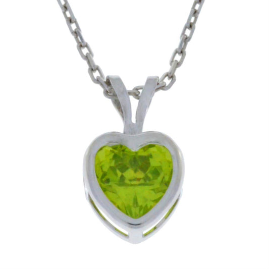 14Kt Gold Peridot Heart Bezel Pendant Necklace