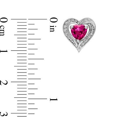 2.5 Carat Ruby & White Sapphire Heart Stud Earrings and Pendant .925 Sterling...