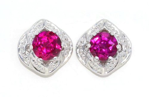 4mm Ruby Round Stud Earrings .925 Sterling Silver