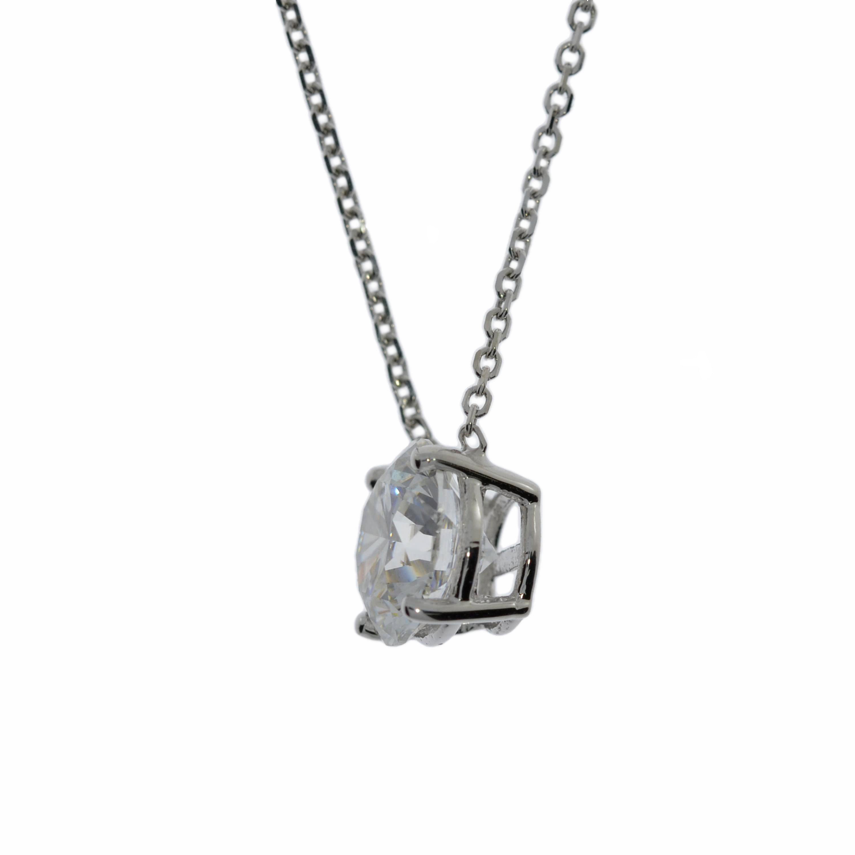 14Kt Gold 1 Ct VS2 IGI Certified Lab Created Diamond Pendant Necklace