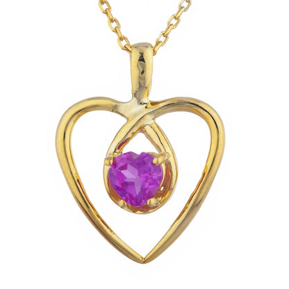 14Kt Gold Pink Sapphire Heart Design Pendant Necklace