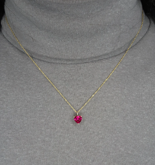 14Kt Gold Ruby Heart Pendant Necklace