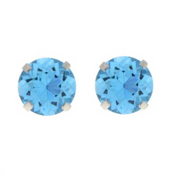 Blue Topaz Round Stud Earrings .925 Sterling Silver