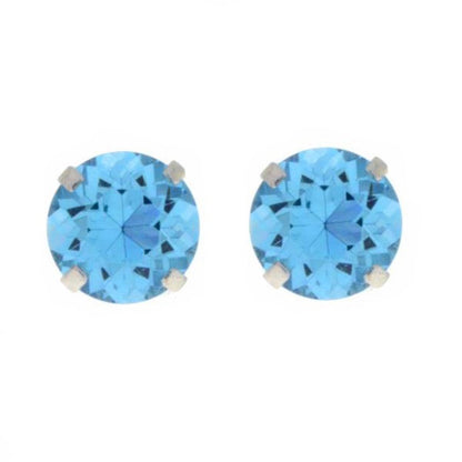 Blue Topaz Round Stud Earrings .925 Sterling Silver