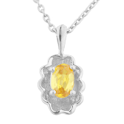 0.50 Ct Yellow Citrine Oval Design Pendant .925 Sterling Silver