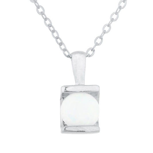 Opal Half Channel Pendant .925 Sterling Silver