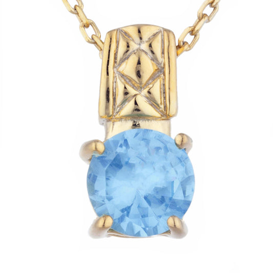 14Kt Yellow Gold Plated Blue Topaz Round Design Pendant