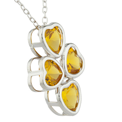 Yellow Citrine Heart Bezel Pendant .925 Sterling Silver