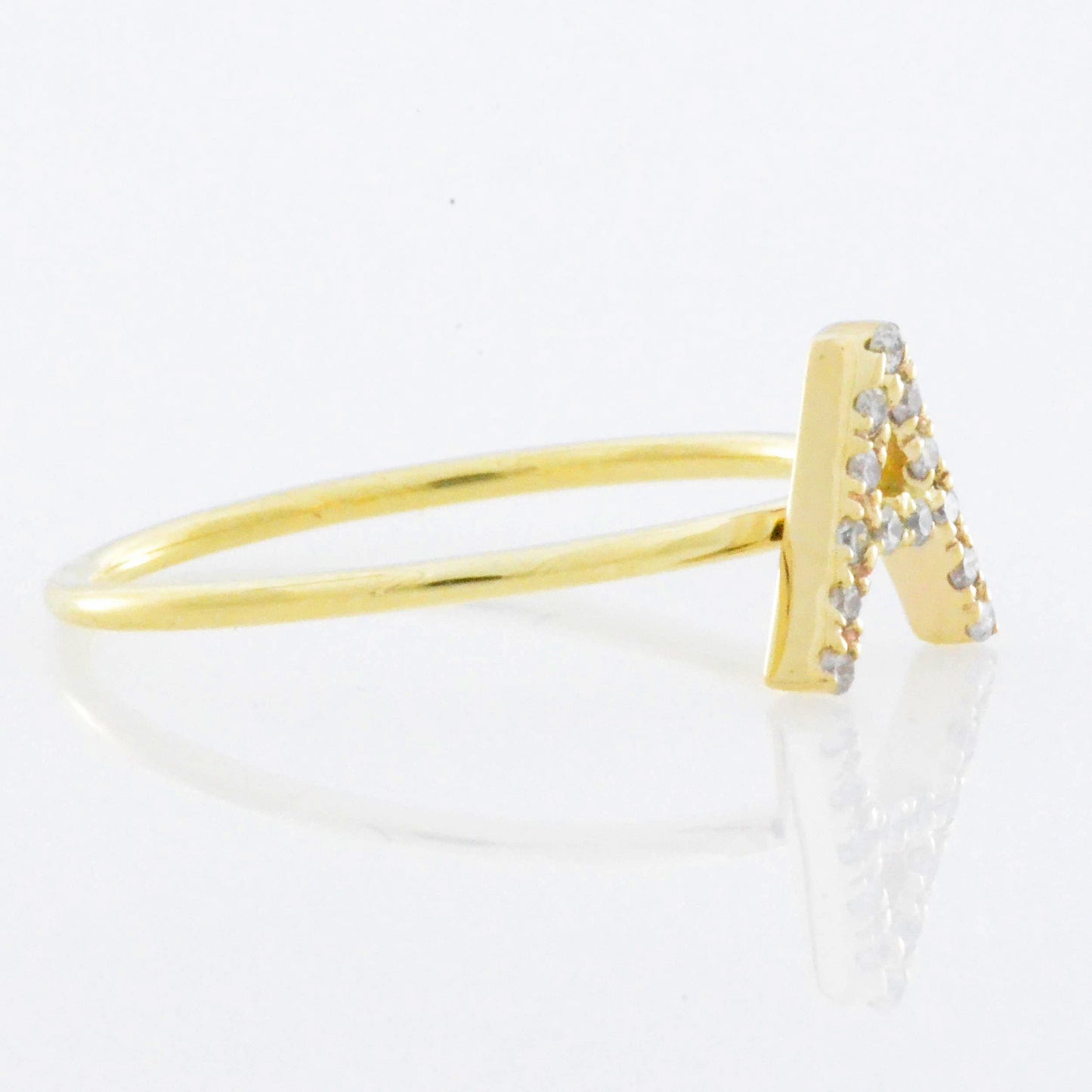 14Kt Gold Genuine Natural Diamond Initial Ring