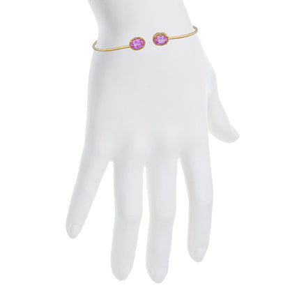 14Kt Gold Pink Sapphire & Diamond Oval Bangle Bracelet