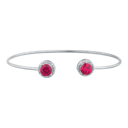 2 Ct Created Ruby & Diamond Round Bangle Bracelet .925 Sterling Silver