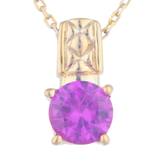 14Kt Yellow Gold Plated Pink Sapphire Round Design Pendant