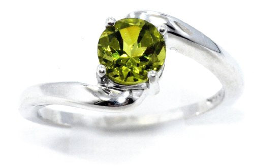 1 Ct Peridot Round Ring .925 Sterling Silver Rhodium Finish