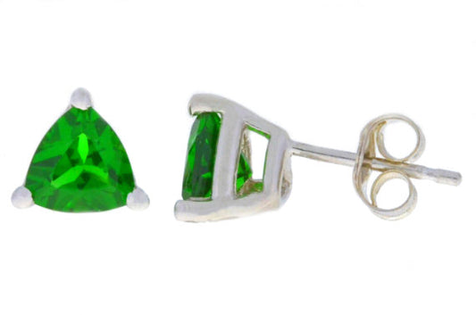 2 Ct Emerald Trillion Stud Earrings .925 Sterling Silver