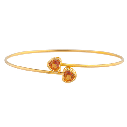 14Kt Gold Natural Ecstasy Mystic Topaz Heart Bezel Bangle Bracelet