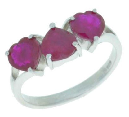 3 Ct Genuine Ruby Heart Ring .925 Sterling Silver