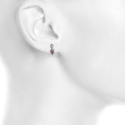 1 Ct Garnet & Diamond Round Design Stud Earrings .925 Sterling Silver