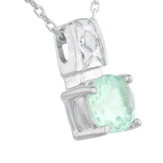 1 Ct Green Sapphire Round Design Pendant .925 Sterling Silver