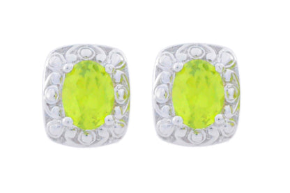 3 Ct Peridot Oval Stud Earrings .925 Sterling Silver