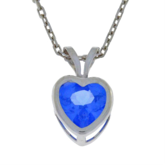 14Kt Gold Tanzanite Heart Bezel Pendant Necklace