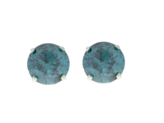 14Kt White Gold Natural 1 Ct Blue Diamond Stud Earrings