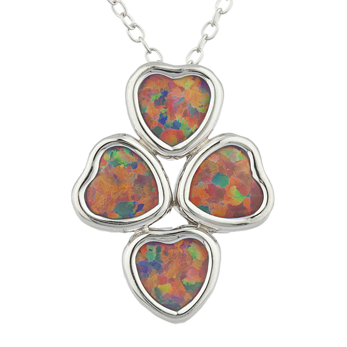 Black Opal Heart Bezel Pendant .925 Sterling Silver