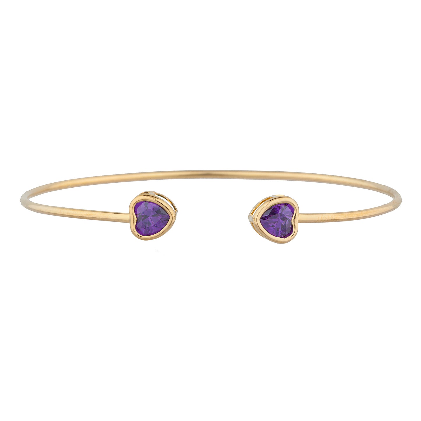 14Kt Gold Amethyst Heart Bezel Bangle Bracelet