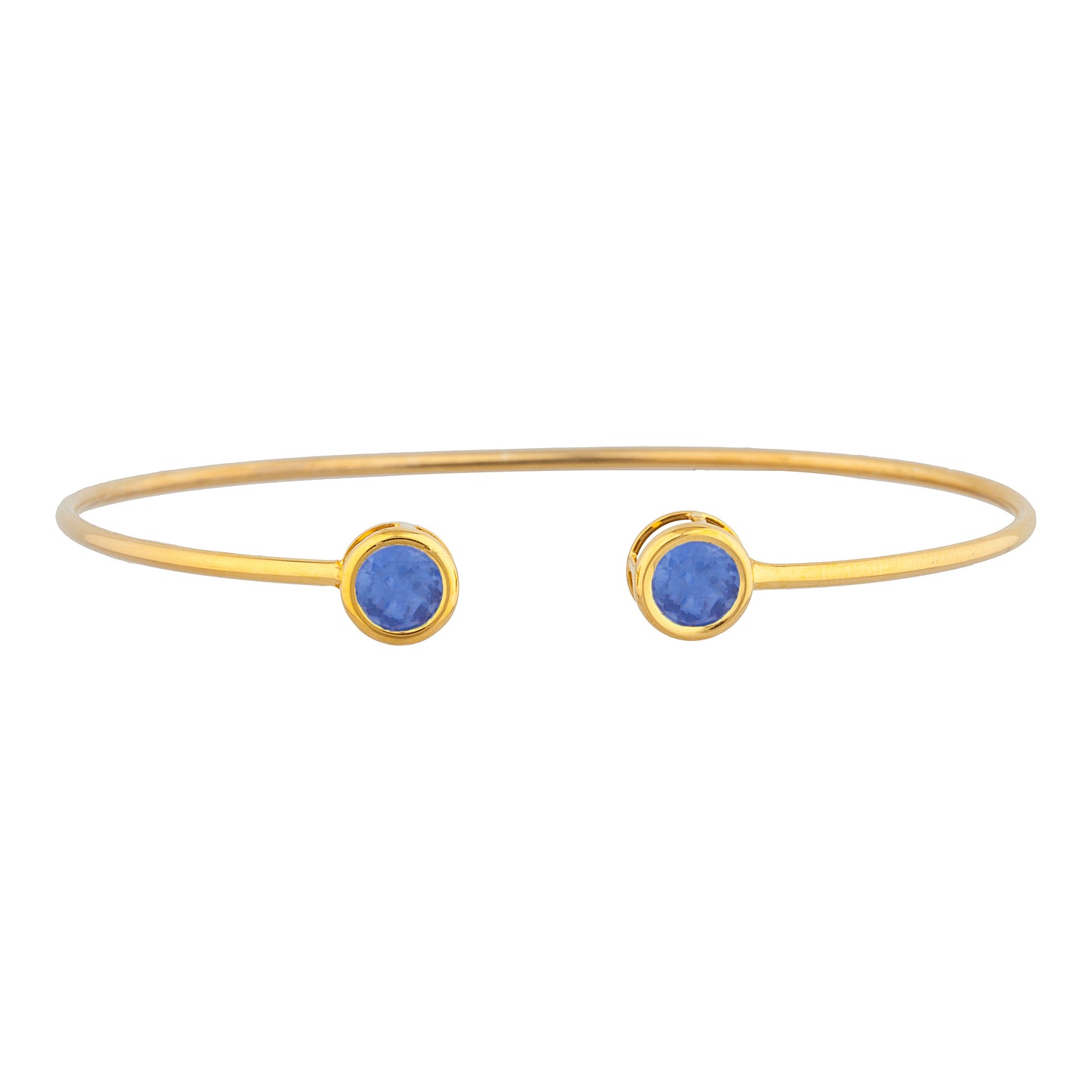 14Kt Gold Tanzanite Round Bezel Bangle Bracelet