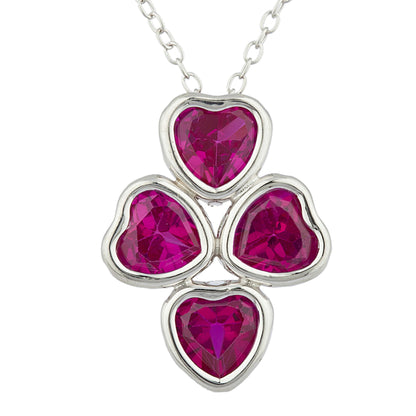 Created Ruby Heart Bezel Pendant .925 Sterling Silver