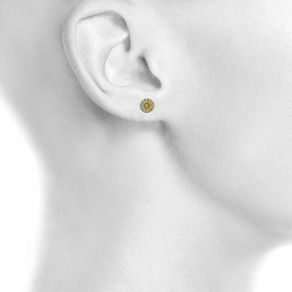 14Kt Gold 1 Ct Yellow Citrine Halo Design Stud Earrings