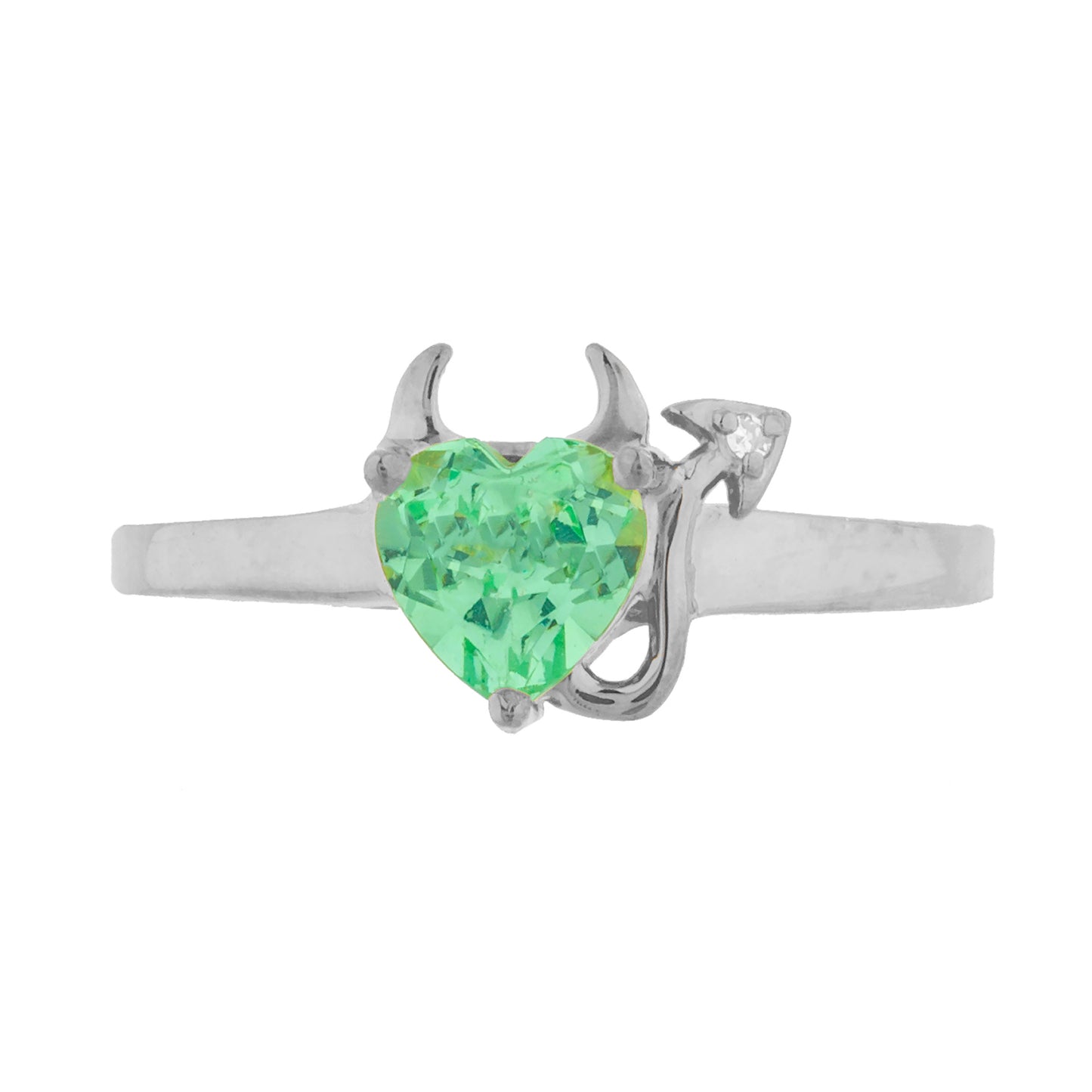 14Kt Gold Green Sapphire & Diamond Devil Heart Ring