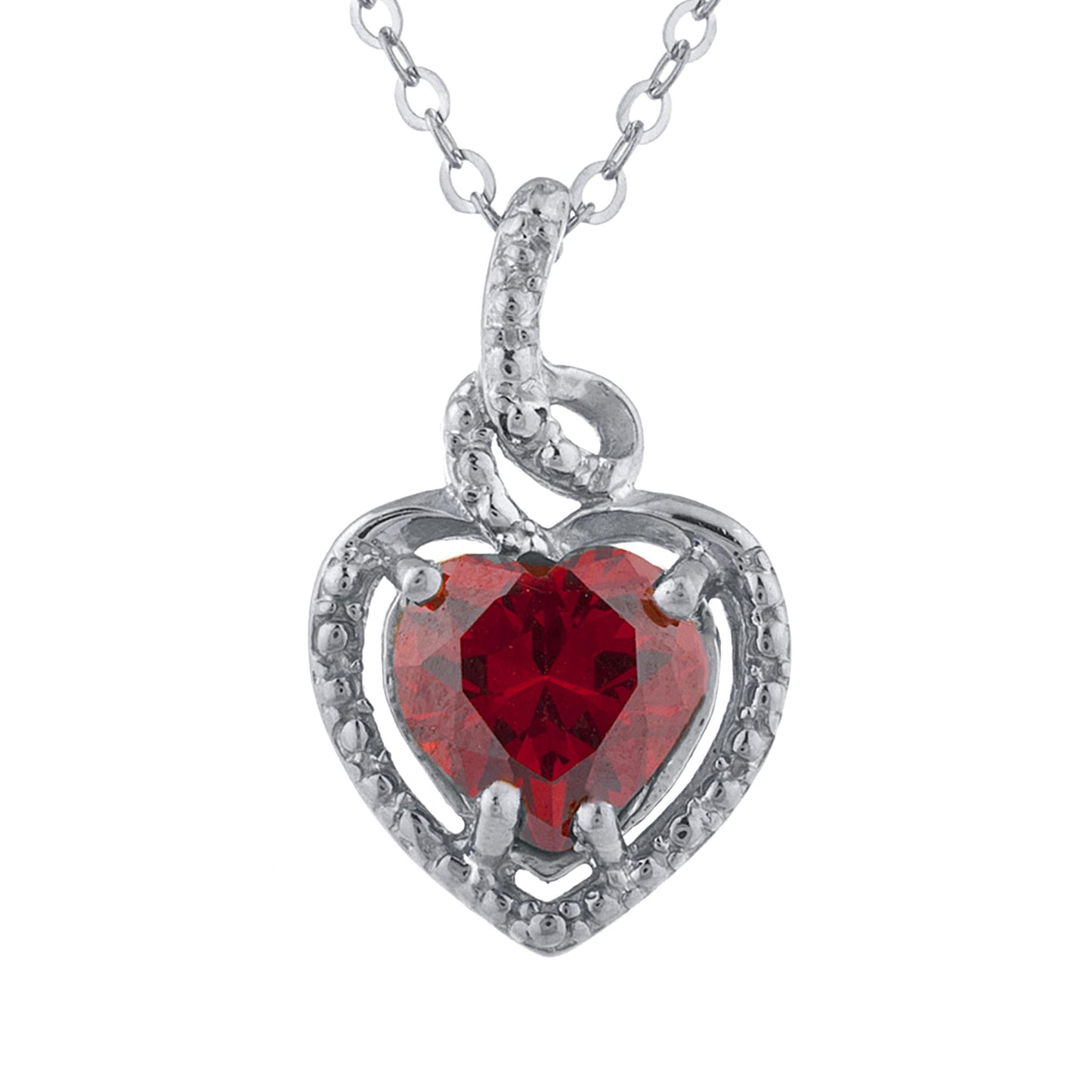 1.5 Ct Garnet Heart Design Pendant .925 Sterling Silver