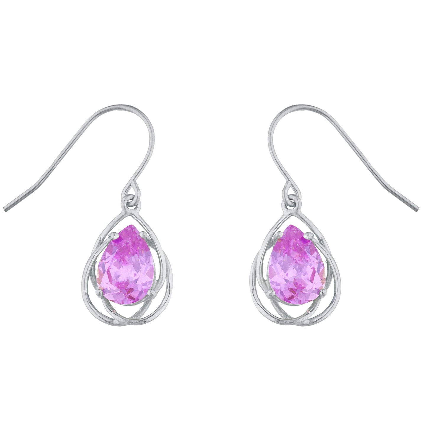 14Kt Gold 4 Ct Pink Sapphire Pear Teardrop Design Dangle Earrings