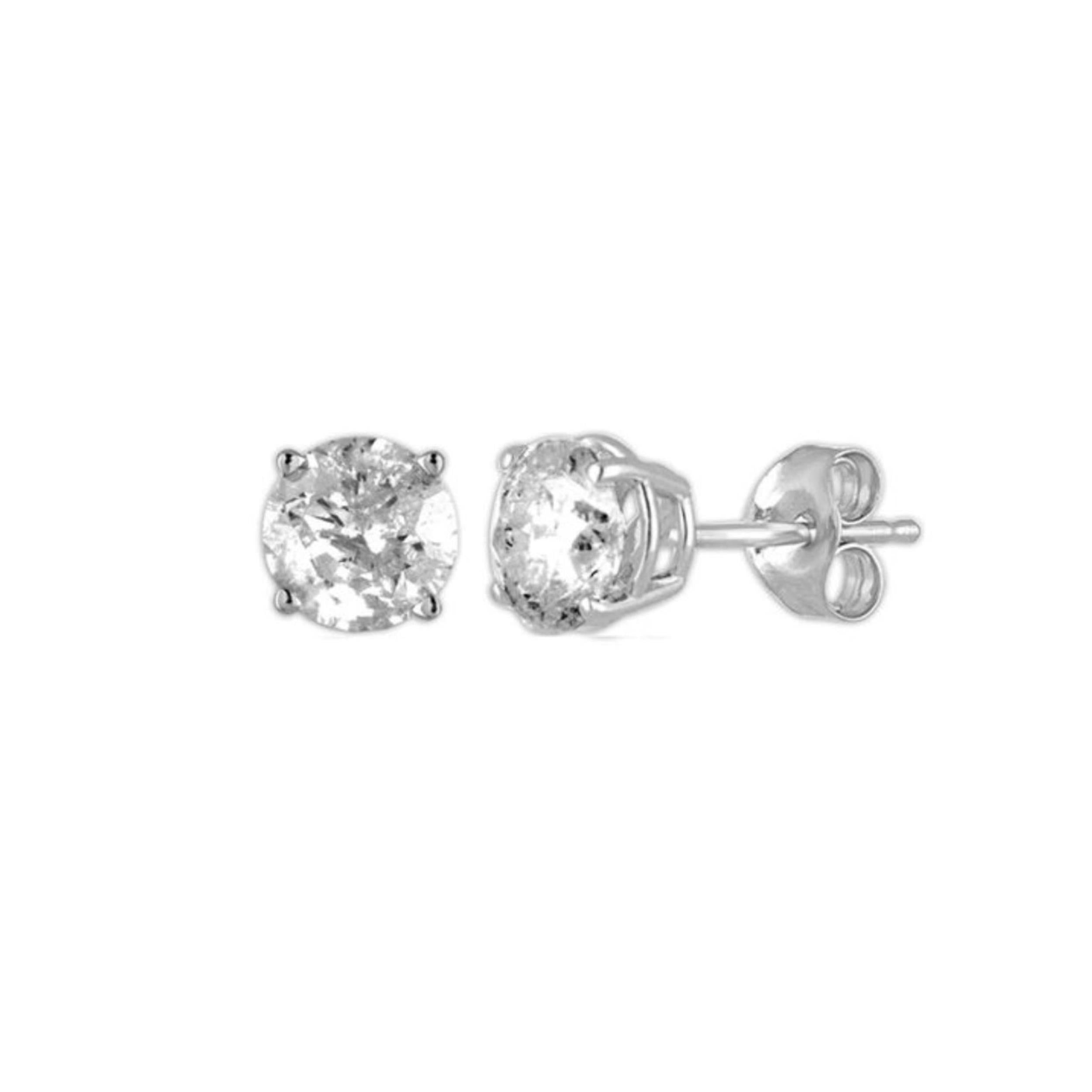 14Kt White Gold 0.40 Ct Genuine Natural Diamond Round Stud Earrings