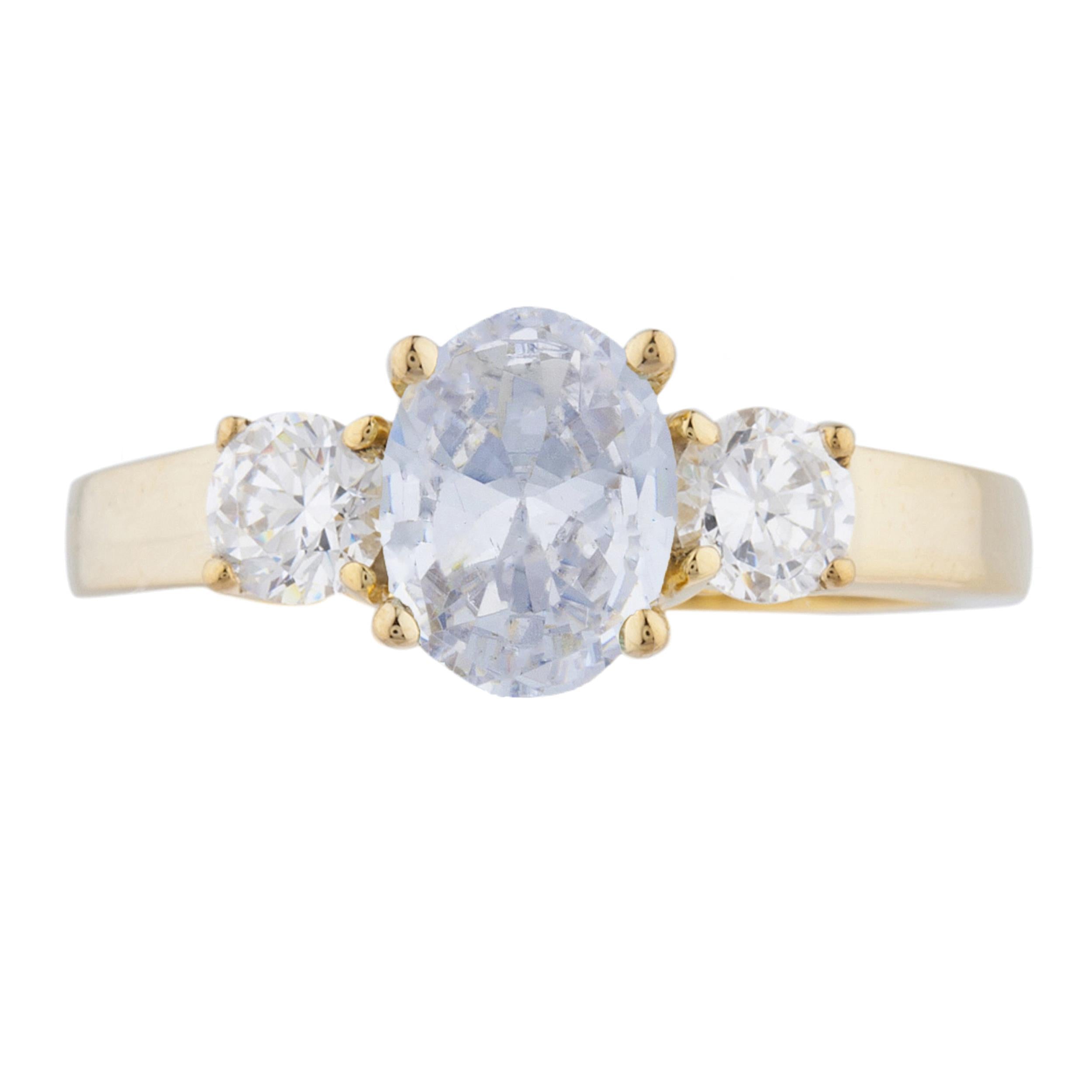 14Kt Gold 2 Ct White Sapphire & Zirconia Oval Ring