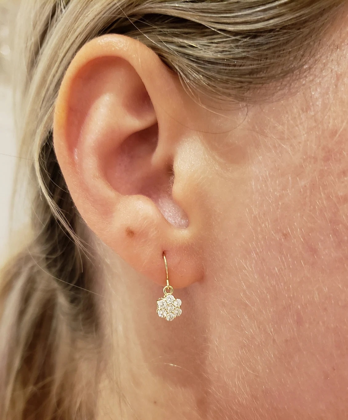 14Kt Gold 0.42 Ct Diamond Cluster Dangle Earrings