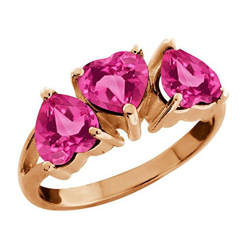 3 Ct Pink Sapphire Heart Ring 14Kt Rose Gold Plated