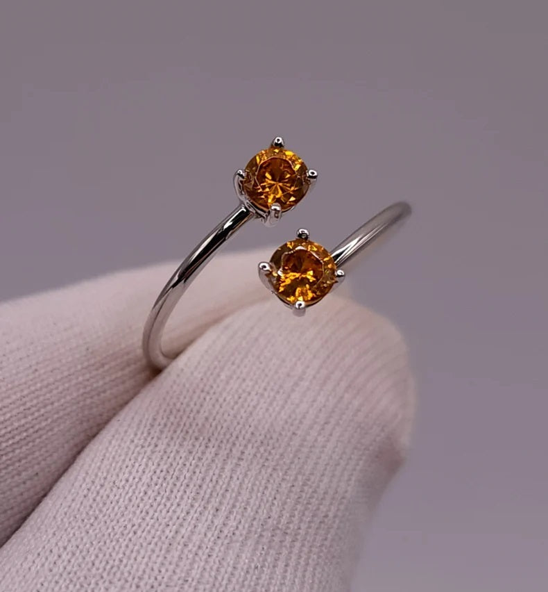 14Kt Gold 2 Stone Orange Citrine Ring