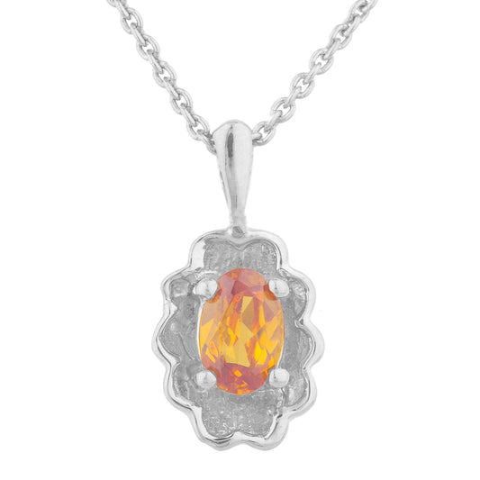 0.50 Ct Orange Citrine Oval Design Pendant .925 Sterling Silver