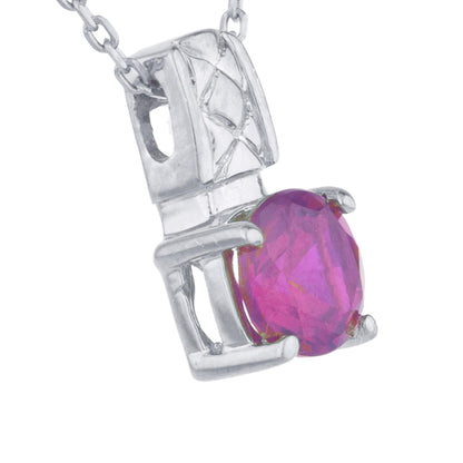 1 Ct Created Ruby Round Design Pendant .925 Sterling Silver