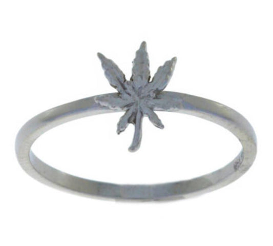 Marijuana Leaf Ring .925 Sterling Silver