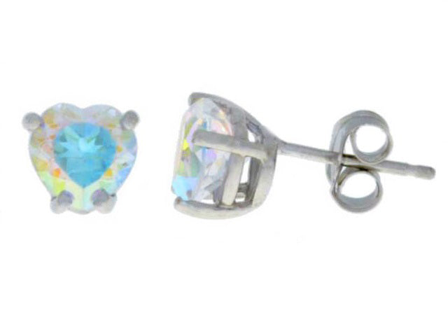 2 Ct Mercury Mist Mystic Topaz Heart Stud Earrings .925 Sterling Silver