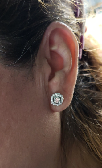 14Kt Gold 1.40 Ct Genuine Natural Diamond Halo Stud Earrings